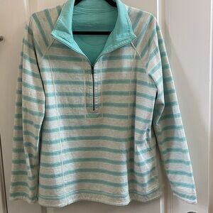 Tommy Bahama Mint and Gray Striped Quarter-Zip Hoodie